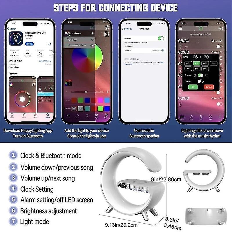 3in1 Alarm Clock Bluetooth Speaker Wireless Charger with RGB Light - Mainz Empire Pte Ltd