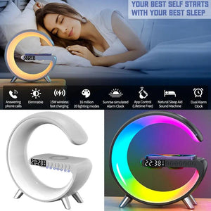 3in1 Alarm Clock Bluetooth Speaker Wireless Charger with RGB Light - Mainz Empire Pte Ltd