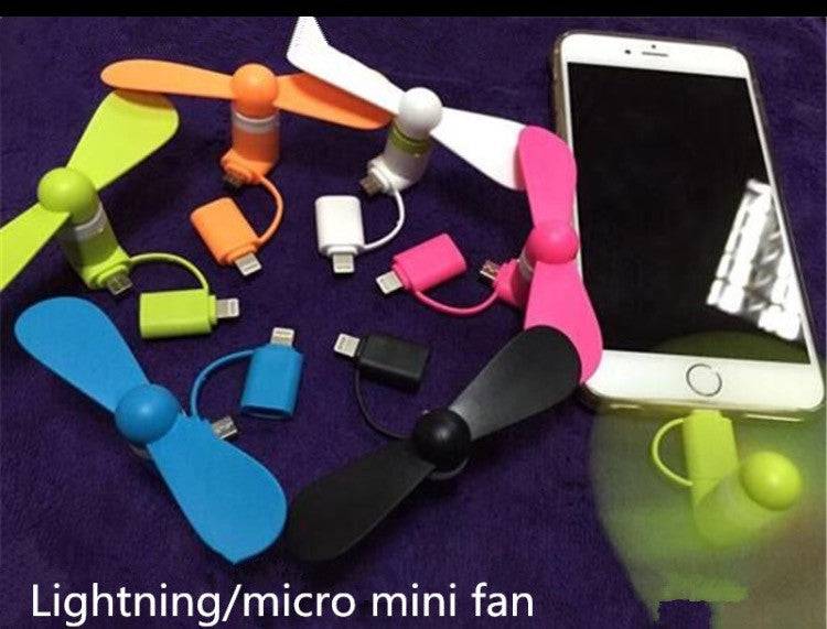 2 In 1 Mini Portable Fan For Any Mobile Phones Using Lightning Cable And Micro Usb - Mainz Empire Pte Ltd