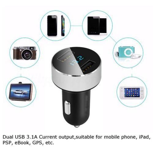 3.1A Fast Charging Dual USB Output Car Charger with Voltmeter Display - Mainz Empire Pte Ltd