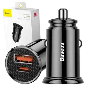 Baseus 30W/5A Mini Dual USB/Type C QC Car Charger - Mainz Empire Pte Ltd