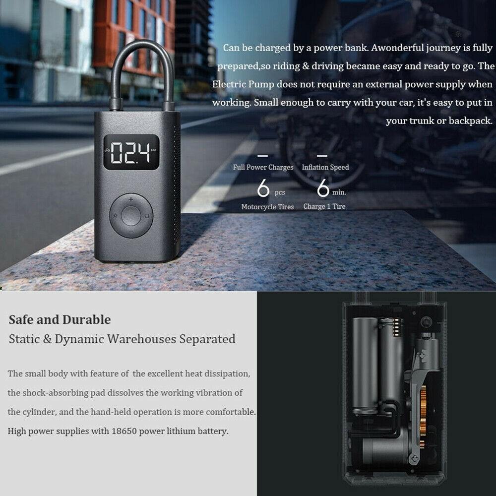 XiaoMi Portable Electric Air Pump Inflator with Tyre Pressure Display - Mainz Empire Pte Ltd