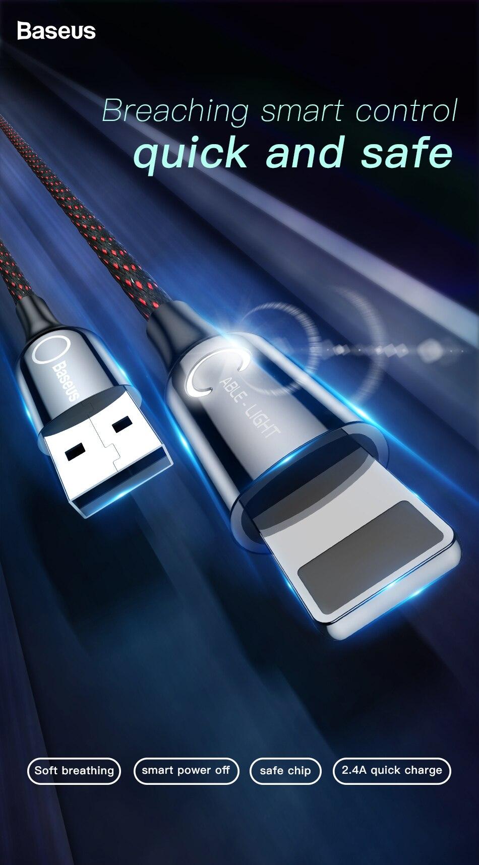 Baseus C-shaped Light Intelligent Auto Off Type C/ Lightning Cable - Mainz Empire Pte Ltd