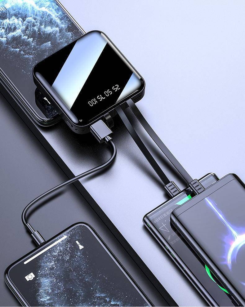 20000mAh Mini Mirror Built In Cables Fast Charging Power Bank - Mainz Empire Pte Ltd