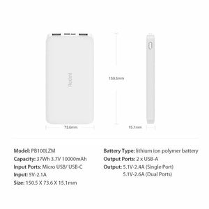 Xiaomi Redmi 10000mAh Slim Power Bank - Mainz Empire Pte Ltd